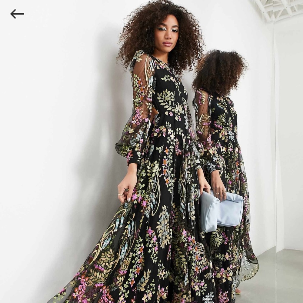 ASOS EDITION garden floral embroidered maxi dress with open back
